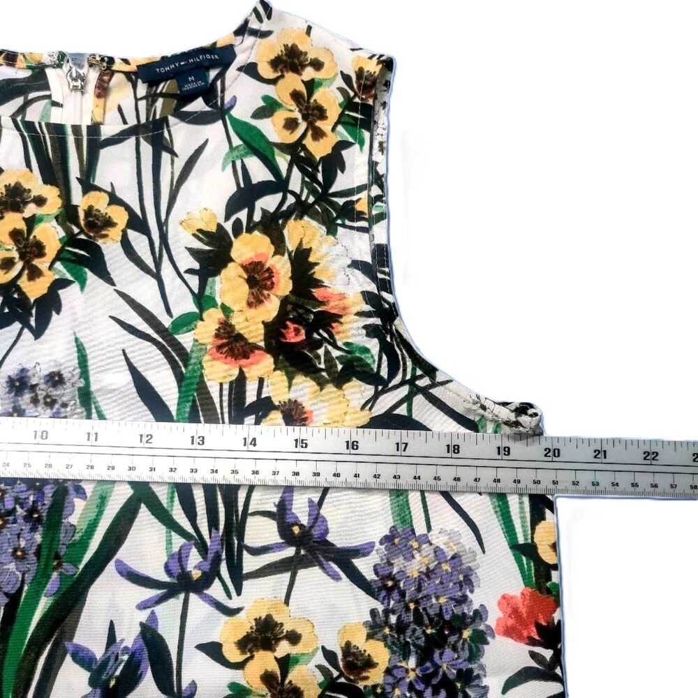 Tommy Hilfiger Sleeveless Floral Top Women’s Medium Multicolor Print Zip Back - Picture 3 of 7
